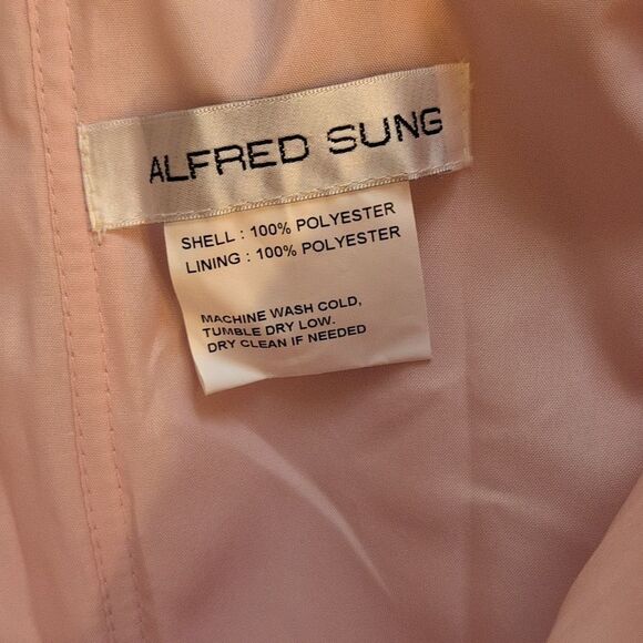 NWT Alfred Sung Off-Shoulder Blush Pink Dress Satin Twill Size 10 - Picture 4 of 14